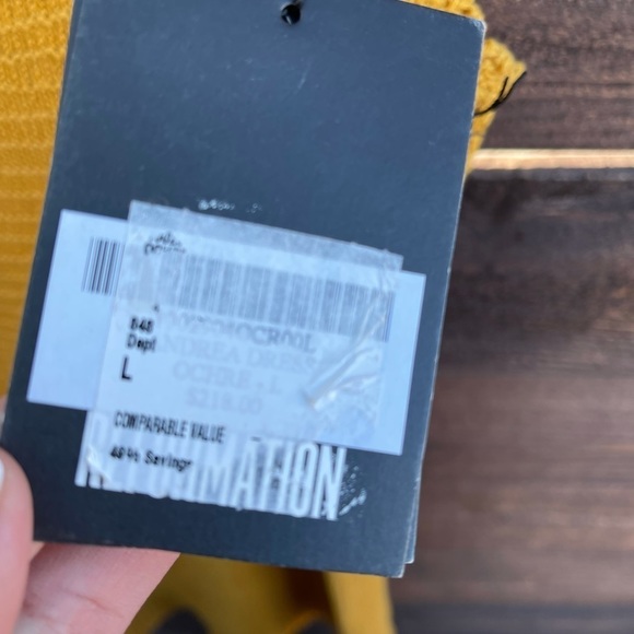 Reformation Andrea Dress Ochre Mini Size L Yellow - Picture 3 of 5